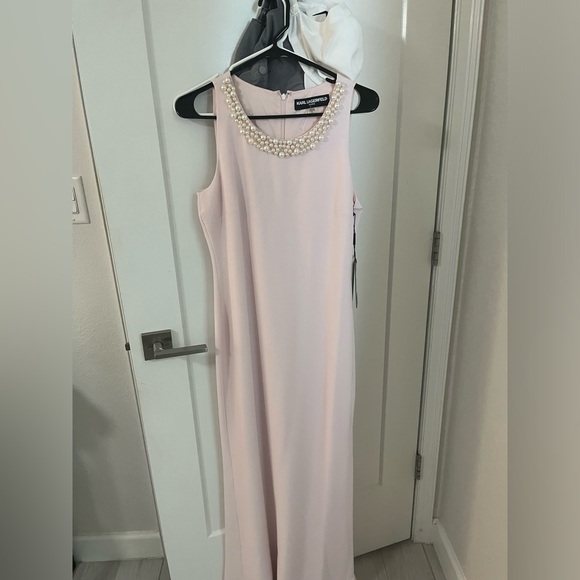 open lace back dress KARL LAGERFELD Paris Womens Dresses Dress,Bloom Pink,16 at Amazon Women's  Clothing store